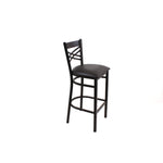 X Series Barstool, Supports Up to 300 lb, 29.5" Seat Height, Black Seat, Black Back, Black Base