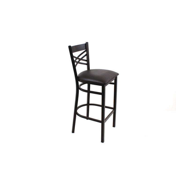 X Series Barstool, Supports Up to 300 lb, 29.5" Seat Height, Black Seat, Black Back, Black Base