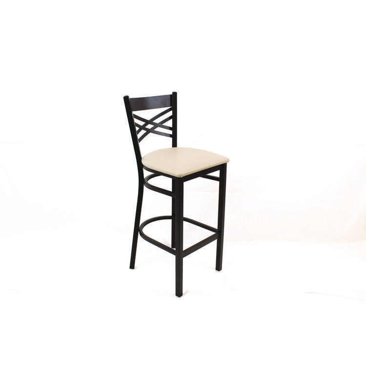X Series Barstool, Supports Up to 300 lb, 29.5" Seat Height, Cream Seat, Black Back, Black Base