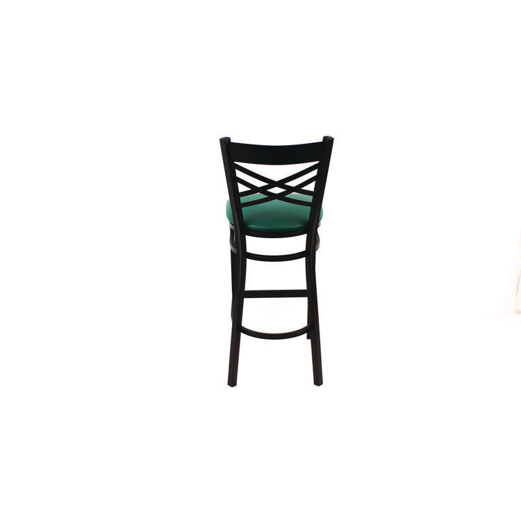 X Series Barstool, Supports Up to 300 lb, 29.5" Seat Height, Green Seat, Black Back, Black Base