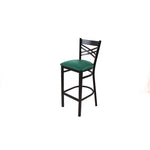 X Series Barstool, Supports Up to 300 lb, 29.5" Seat Height, Green Seat, Black Back, Black Base