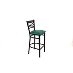 X Series Barstool, Supports Up to 300 lb, 29.5" Seat Height, Green Seat, Black Back, Black Base