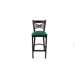 X Series Barstool, Supports Up to 300 lb, 29.5" Seat Height, Green Seat, Black Back, Black Base