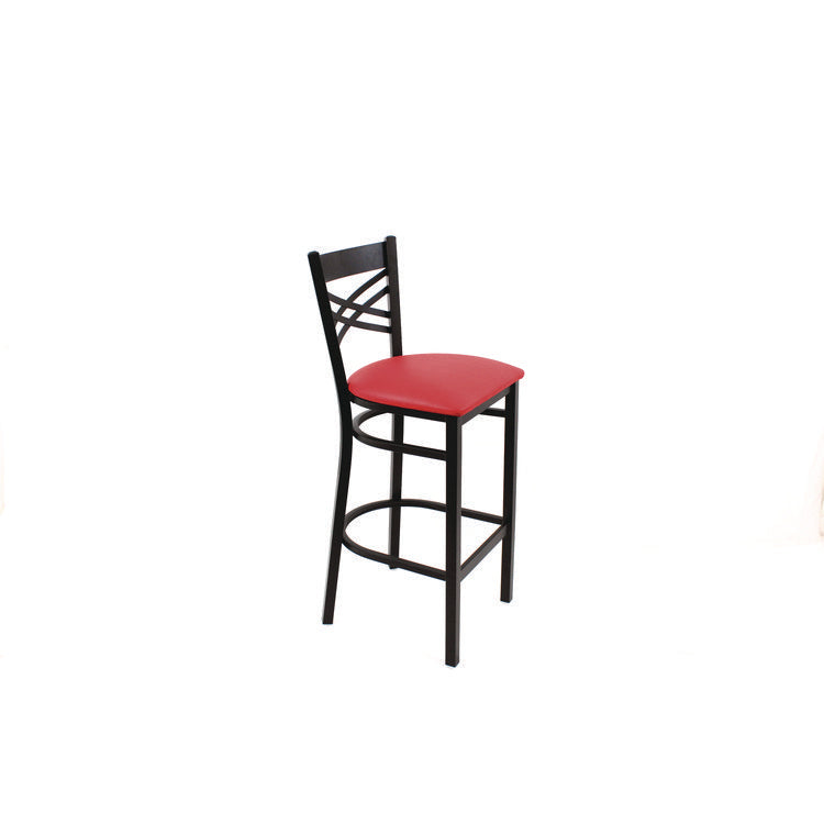 X Series Barstool, Supports Up to 300 lb, 29.5" Seat Height, Red Seat, Black Back, Black Base