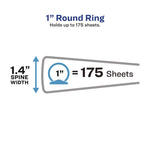 Flexi-View Binder with Round Rings, 3 Rings, 1" Capacity, 11 x 8.5, Red
