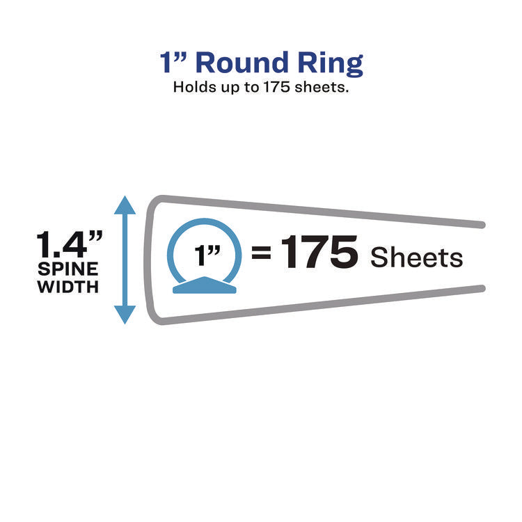 Flexi-View Binder with Round Rings, 3 Rings, 1" Capacity, 11 x 8.5, Red