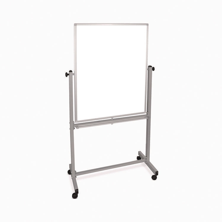 Mobile Magnetic Whiteboard, 36" x 68", White Surface, Satin Aluminum Frame