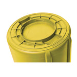 Vented Round Brute Container, 10 gal, Plastic, Yellow