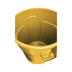 Vented Round Brute Container, 10 gal, Plastic, Yellow