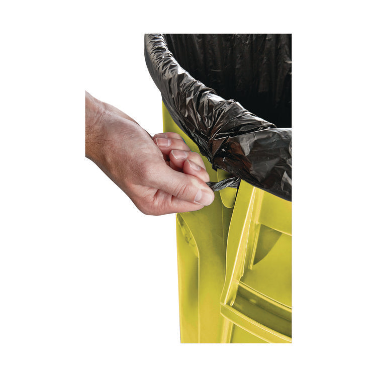 Vented Round Brute Container, 32 gal, Plastic, Yellow