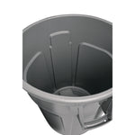 Vented Round Brute Container, 44 gal, Plastic, Gray