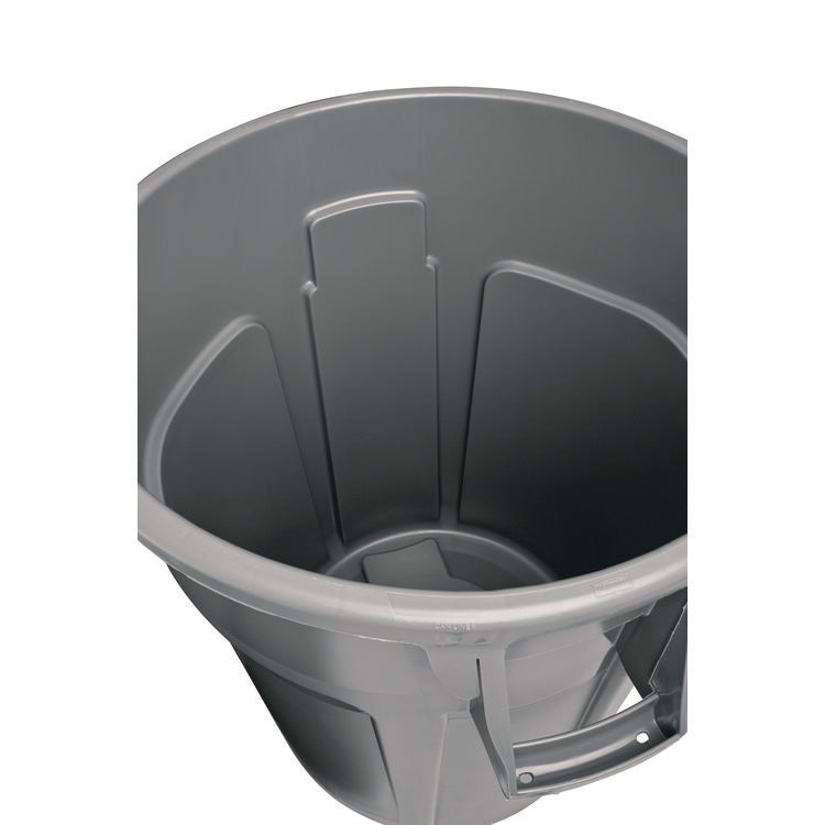Vented Round Brute Container, 44 gal, Plastic, Gray
