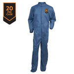 A20 Breathable Particle Protection Coveralls, Zip Front, Elastic Back, Wrists, Ankles, 3X-Large, Blue, 20/Carton