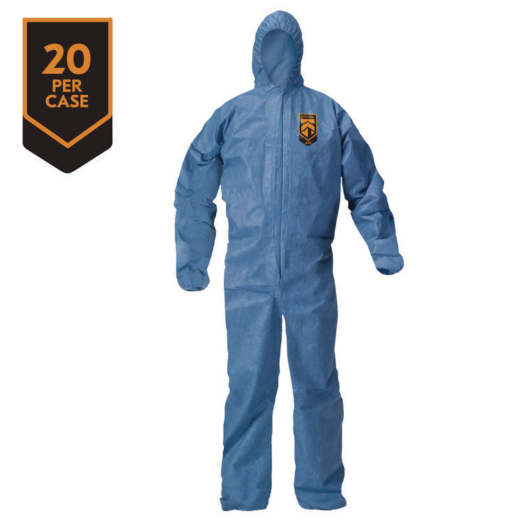 A20 Breathable Particle Protection Coveralls, Zip Front, Hood, Elastic Back, Wrists, Ankles, 3X-Large, Blue, 20/Carton