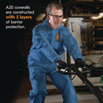 A20 Breathable Particle Protection Coveralls, Zip Front, Hood, Elastic Back, Wrists, Ankles, 3X-Large, Blue, 20/Carton