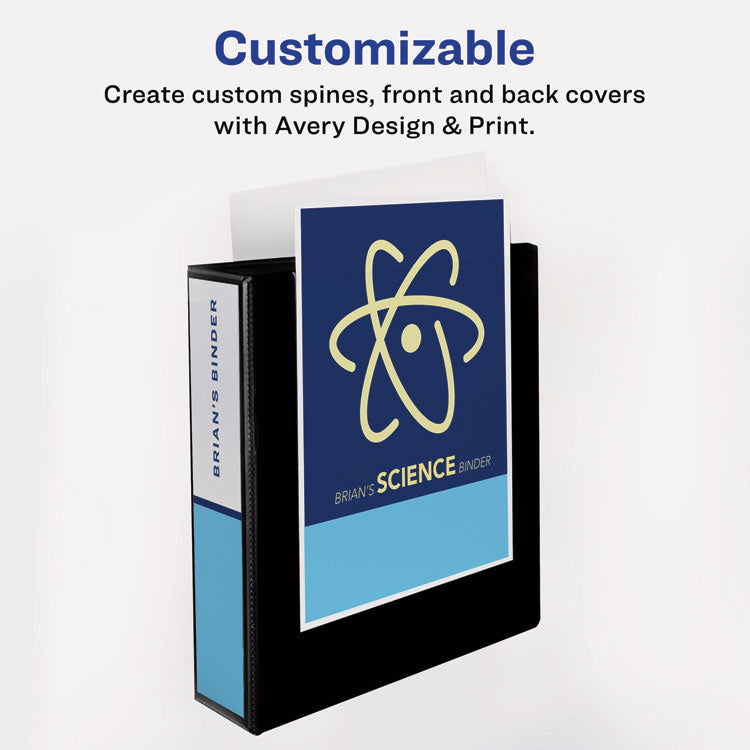 Showcase Economy View Binders with Slant Rings, 3 Rings, 2" Capacity, 11 x 8.5, Black
