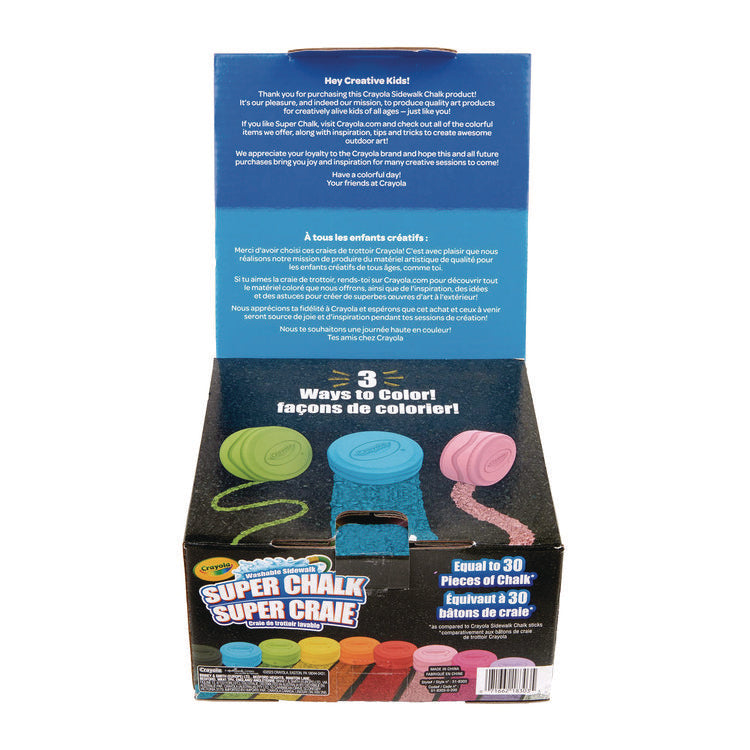Super Chalk, 1" x 2.8" Diameter, 10 Assorted Colors, 10 Pucks/Box
