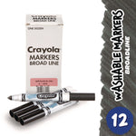 Broad Line Washable Markers, Broad Bullet Tip, Black, 12/box
