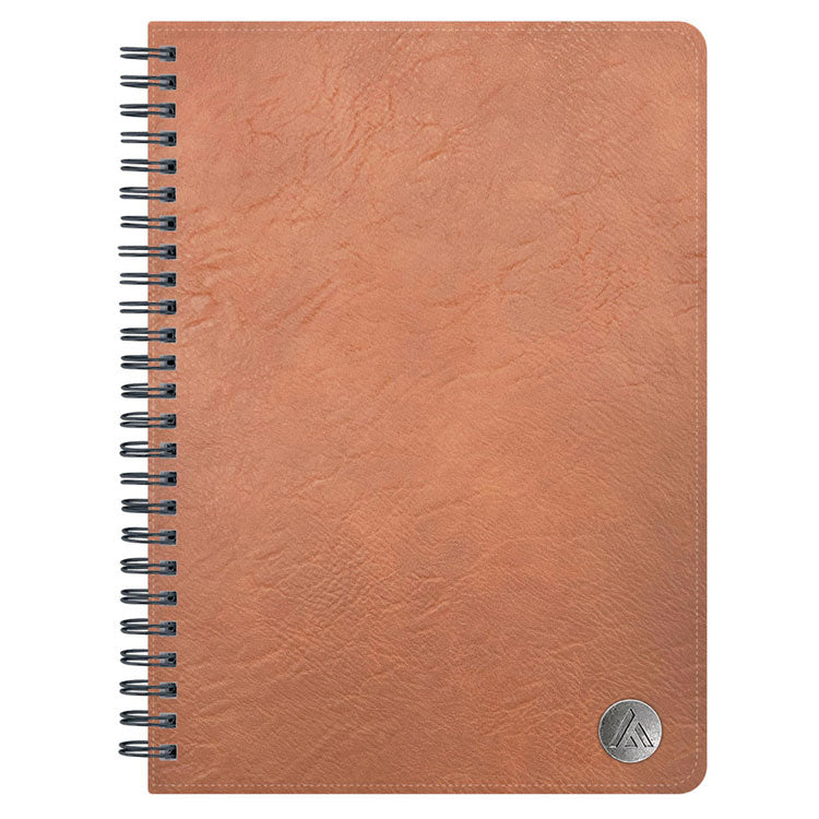 ASMBLD Faux Leather Wirebound Notebook, 1-Subject, Medium/College Rule, Tan Cover, (80) 8.5 x 5.75 Sheets