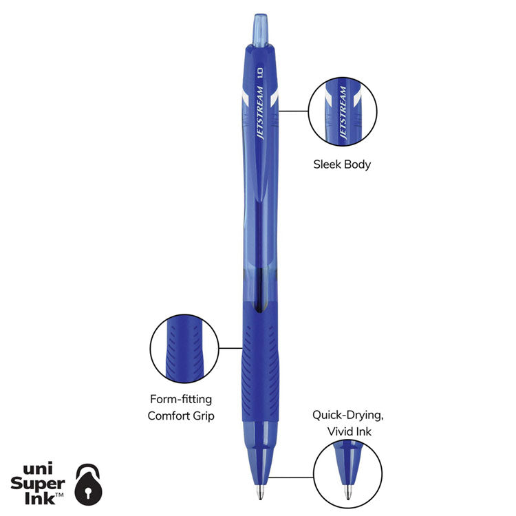 Jetstream Elements Hybrid Gel Pen, Retractable, Medium 1 mm, Blue Ink, Translucent Blue/Blue Barrel, Dozen