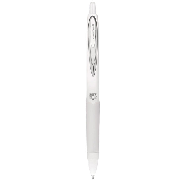 207 Plus+ Gel Pen, Retractable, Medium 0.7 mm, Black Ink, White Barrel, 4/Pack