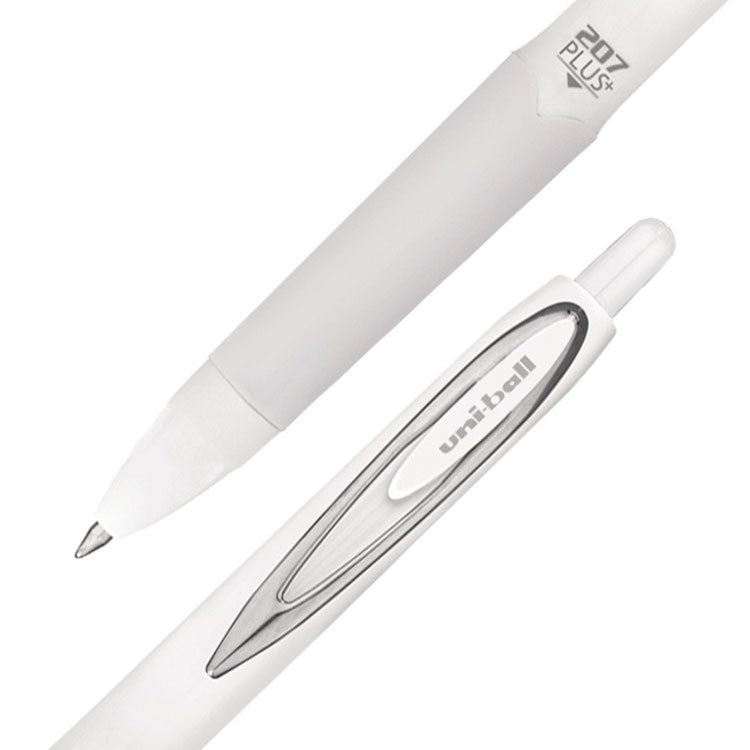 207 Plus+ Gel Pen, Retractable, Medium 0.7 mm, Black Ink, White Barrel, 4/Pack