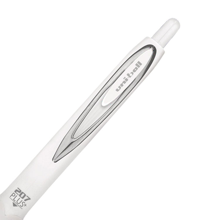 207 Plus+ Gel Pen, Retractable, Medium 0.7 mm, Black Ink, White Barrel, 4/Pack