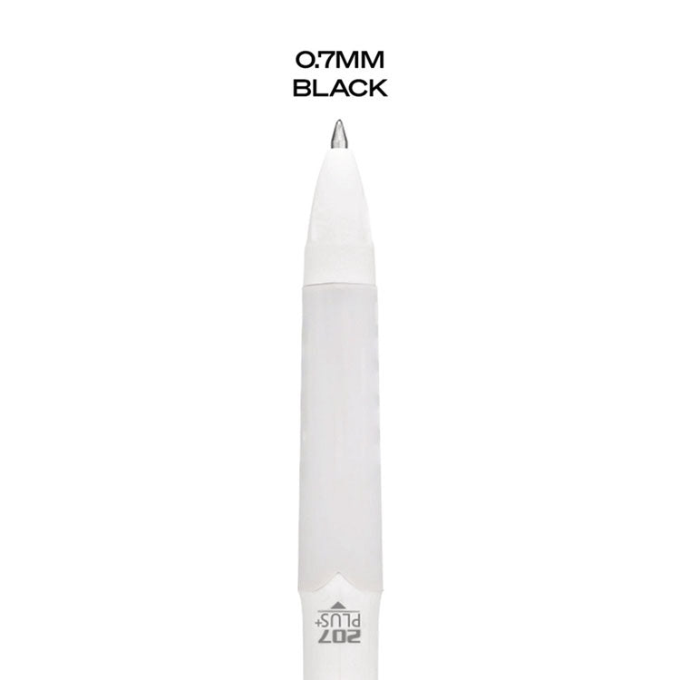 207 Plus+ Gel Pen, Retractable, Medium 0.7 mm, Black Ink, White Barrel, 4/Pack