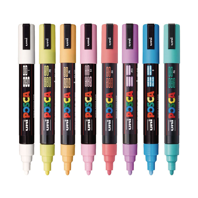 Water-Based Paint Markers, Medium Bullet Tip, 1.8 mm/2.5 mm, Assorted Colors, 8/Set