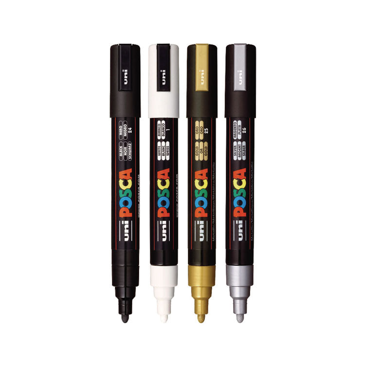Water-Based Paint Markers, Medium Bullet Tip, Assorted Colors, 4/Set
