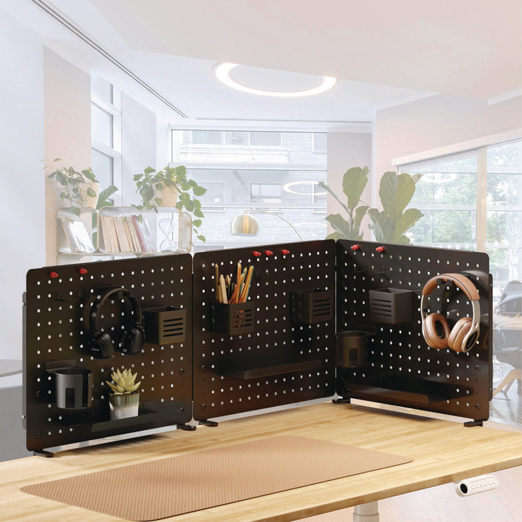 Pegboard Organizer, Three Compartments, 20.58 x 1 x 17, Black, Steel