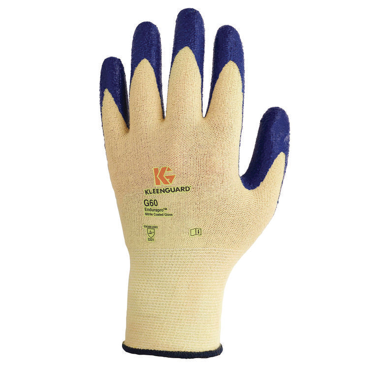 G60 Nitrile Coated Cut Resistant Gloves, EN388: 3221, Large (Size 9), Blue/Yellow, 12 Pairs