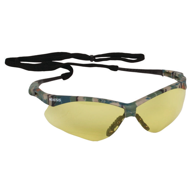 Nemesis Safety Glasses, Anti-Fog, Camouflage Nylon Frame, Yellow Polycarbonate Lens, 12/Carton