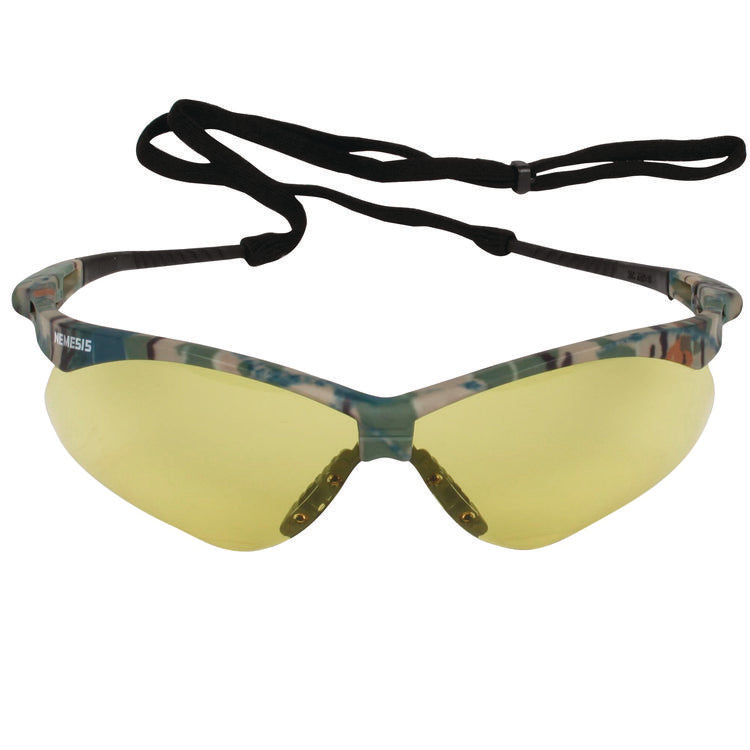 Nemesis Safety Glasses, Anti-Fog, Camouflage Nylon Frame, Yellow Polycarbonate Lens, 12/Carton