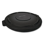 BRUTE Self-Draining Flat Top Lids for 32 gal Round BRUTE Containers, 22.25" Diameter, Black