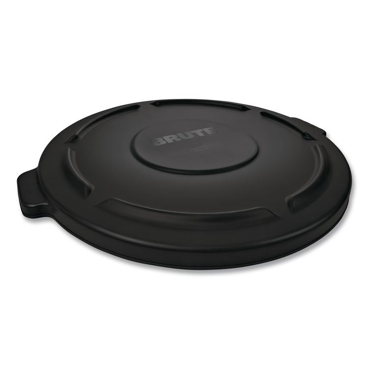 BRUTE Self-Draining Flat Top Lids for 32 gal Round BRUTE Containers, 22.25" Diameter, Black