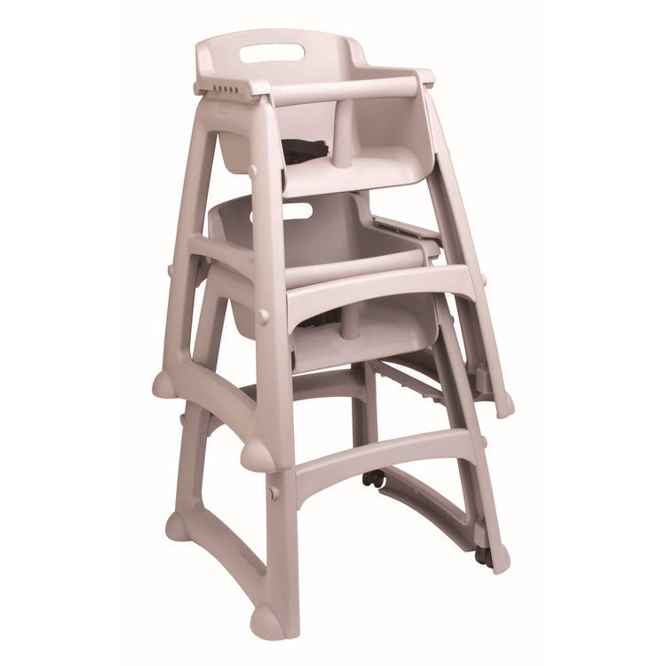 Sturdy Chair Mobile Youth Seat with Casters, Fully Assembled, Four 2" Dual-Wheel Casters, Platinum