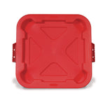 Square BRUTE Lid, 21.88w x 21.88d x 2.13h, Red, 6/Carton