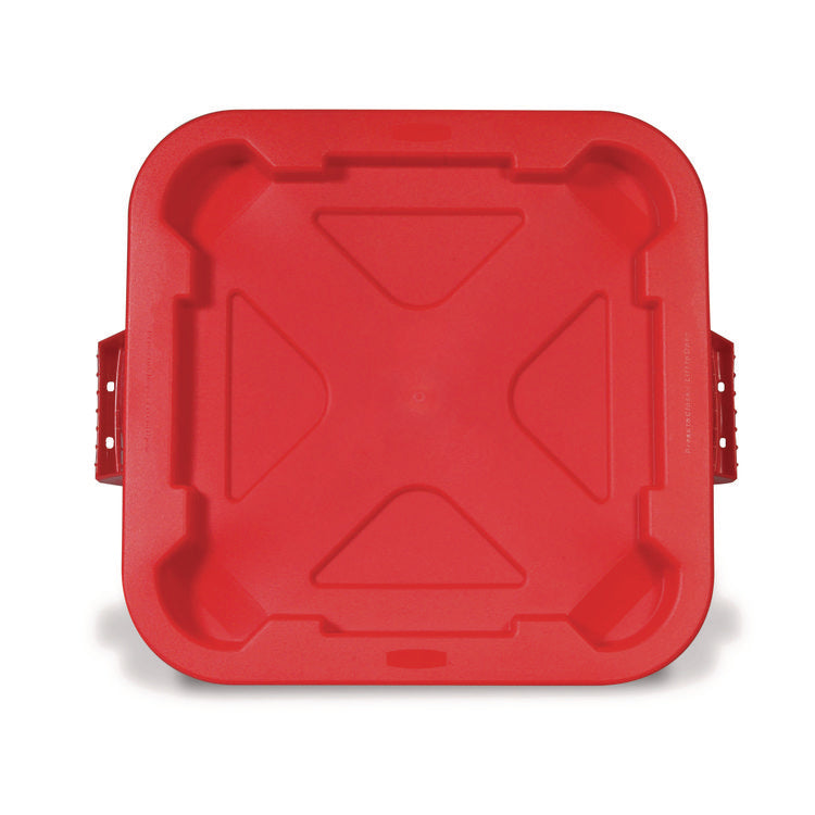 Square BRUTE Lid, 21.88w x 21.88d x 2.13h, Red, 6/Carton