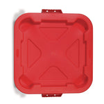 Square BRUTE Lid, 21.88w x 21.88d x 2.13h, Red, 6/Carton
