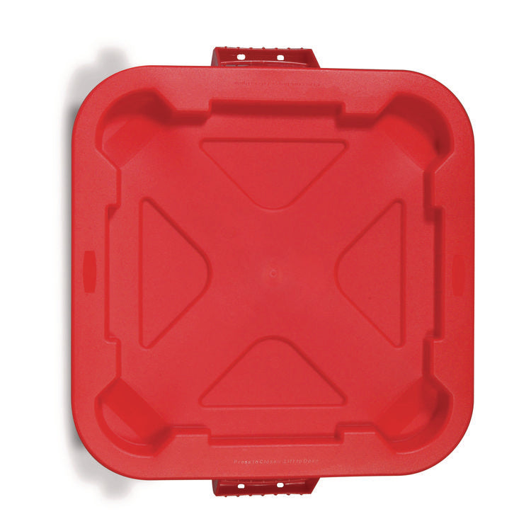 Square BRUTE Lid, 21.88w x 21.88d x 2.13h, Red, 6/Carton