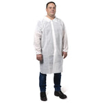 KGA10 Standard Weight Lab Coat for Non-Hazardous Particulate Protection, Large, White, 50/Carton