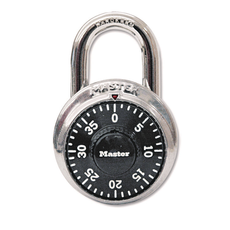 Combination Lock, Stainless Steel, 1.87" Wide, Silver/Black, 2/Pack