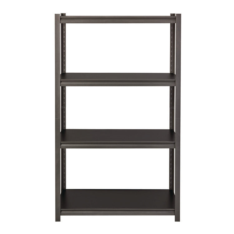 Steel Shelving Unit with Laminate Shelves, Four-Shelf, 36w x 18d x 60h, Steel, Black/Gun Metal Gray