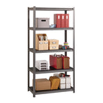 Steel Shelving Unit with Laminate Shelves, Five-Shelf, 36w x 18d x 72h, Steel, Black/Gun Metal Gray