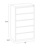 Lateral File, 5 Legal/Letter-Size File Drawers, Light Gray, 30" x 18.62" x 67.62"