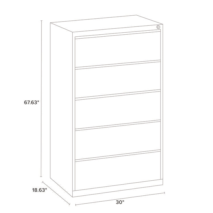Lateral File, 5 Legal/Letter-Size File Drawers, Light Gray, 30" x 18.62" x 67.62"