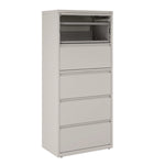 Lateral File, 5 Legal/Letter-Size File Drawers, Light Gray, 30" x 18.62" x 67.62"