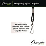 Lanyard, Metal J-Hook Fastener, 20" Long, Black, 12/Pack