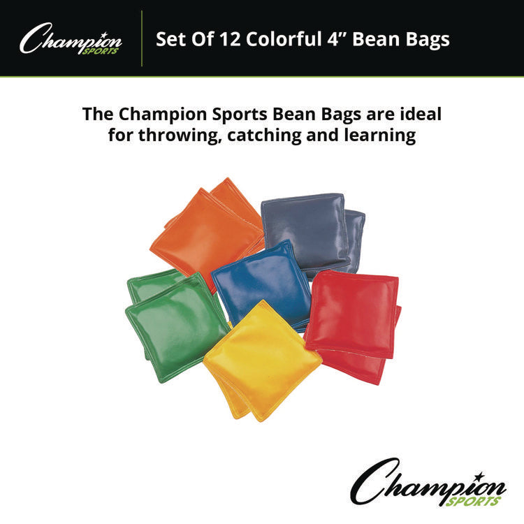 Bean Bag Set, Vinyl, 4", Assorted Colors, 12/box